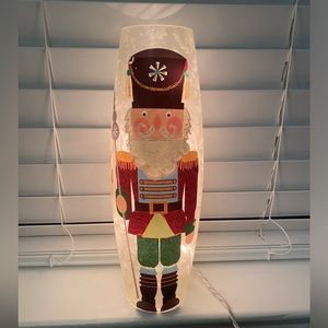 Vintage Pier 1 Nutcracker Frosted Glass Twinkle Lamp Christmas Hand Painted 12”